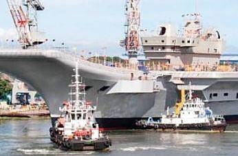 INS Vikramaditya is the largest aircraft carrier with the Indian Navy, with an overall length of 284m 