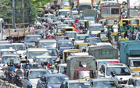 A jam-packed SJP Road during the state-wide lockdown in Bengaluru  on Wednesday  | vinod kumar t