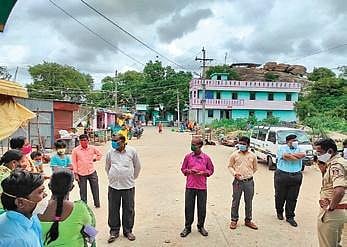 Health officials convincing Dawal Malik villagers in Gadag to take the vaccine
