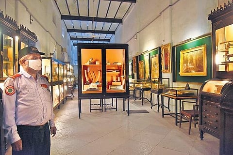The historic Nizam’s Museum at Purani Haveli was thrown open for visitors in Hyderabad on Wednesday. 