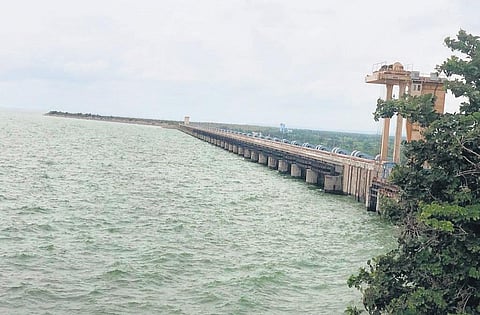 The Sri Ram Sagar Project (SRSP) in Nizamabad district brimming with water as the project continues to get heavy inflows from upstream areas in Maharashtra (File Photo)