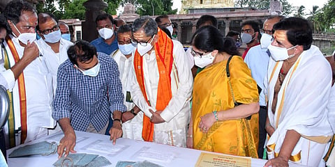Chief Justice of India NV Ramana along family visited Srisailam temple on Friday. (Photo| EPS)
