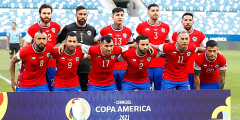 Chile football team ahead of a Copal America match. (Photo | AP)