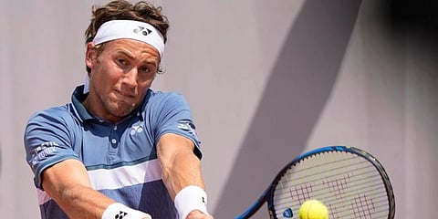Casper Ruud broke Gilles Simon's serve twice and won 80 per cent of his first-service points to advance at Mallorca Championships. (Photo | AP)