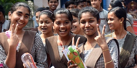 Odisha students celebrating on the last day of matric examination. (Photo | Biswanath Swain, EPS)