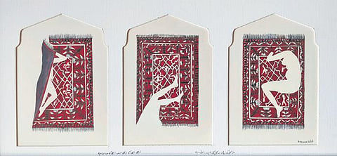 Locust Eaten Moon, Diary Entries by Baaraan Ijlal, acrylic on paper, 26”x15”, 2020