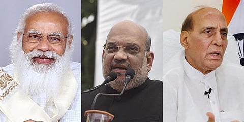(From left) PM Narendra Modi, Amit Shah and Rajnath Singh