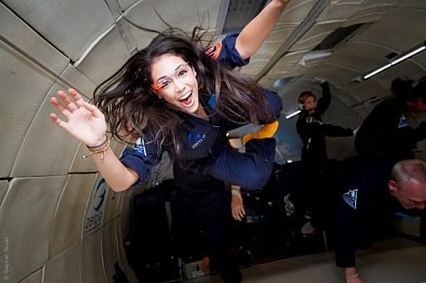 Researcher for the International Institute for Astronautical Sciences (IIAS), Kellie Gerardi, experiances weightlessness on a Zero Gravity plane (Photo | AFP)