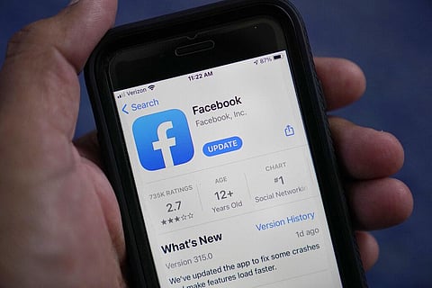 The Facebook app is shown on a smart phone. (Photo | AP)