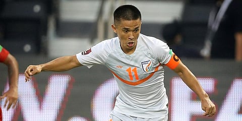 Indian footballer Sunil Chhetri. (Photo| Twitter/ @IndianFootball)