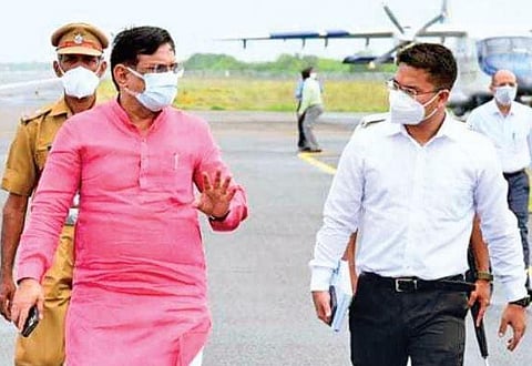 Lakshadweep administrator Praful Khoda Patel at the Agatti airport (File photo | EPS)