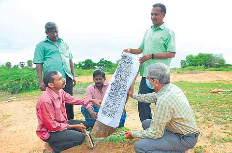 A 16-17th Century inscription found near a waterbody at Kundankanmai near Sholapuram in Sivaganga | express
