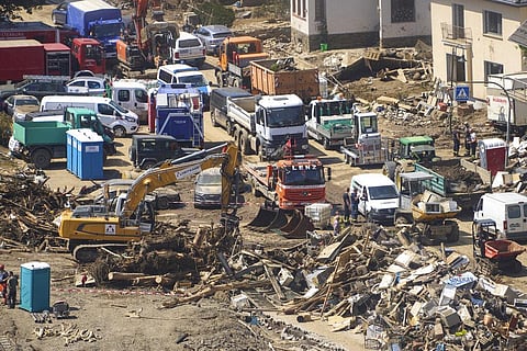 Excavators remove debris from the streets of the village after the flood in Dernau, Germany. (Photo | AP)