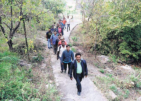 (For representational purposes) Tourists trekking in the Bhupalpally forest area | Express