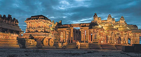 A file picture of illuminated monuments during one of the previous editions of Hampi By Night 