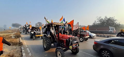 FILE | Farmers during the Republic Day tractor rally from Singhu border in New Delhi on Tuesday. (Photo | EPS/Shekhar Yadav)