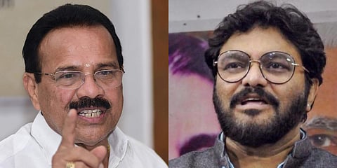 Union ministers DV Sadananda Gowda (L) and Babul Supriyo. (File photo| PTI and EPS)