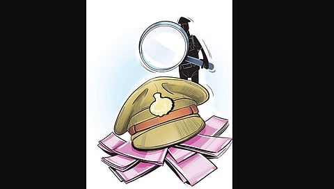 The ACB officials nabbed a sub-registrar officer in Bhadradri in a bribery case. (Express Illustrations)