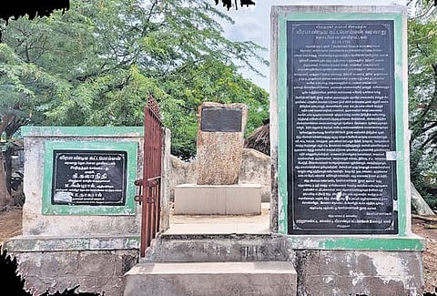 The copper-plate inscription in Paavali village in Virudhunagar contains the announcement made by the British East India Company after it captured and executed Veerapandiya Kattabomman in October, 179