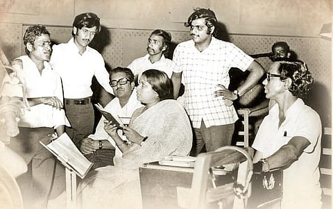 Ambareesh, Rajendra Singh Babu, singer Vani Jayaram in a film made by Shankar Singh.