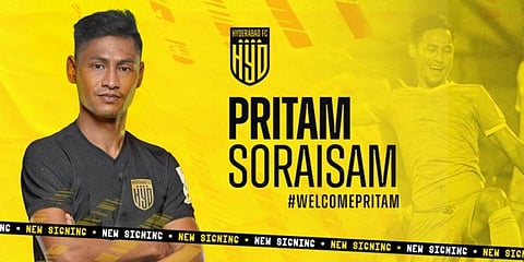 Pritam Soraisam becomes the ninth new arrival at Hyderabad FC this season. (Photo | Hyderabad FC Twitter)