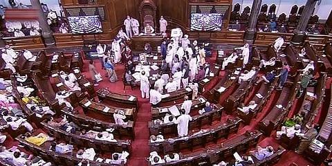 Parliamentarians in the Rajya Sabha during the Monsoon Session of Parliament, in New Delhi, Monday, August 2, 2021. (Photo | PTII)