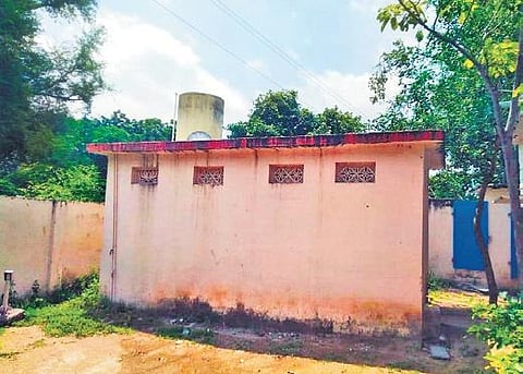 D Gopi (inset), who was electrocuted while cleaning the water tank of the ZP high school at Anasagaram I Express