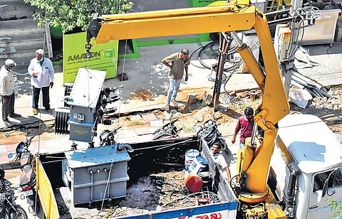 Power cabling works underway in Tirupati on Tuesday I Madhav K