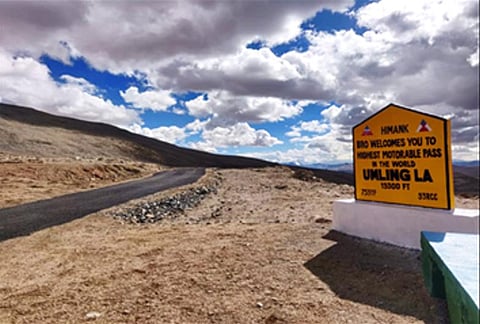 The road passes through the world’s highest motorable pass. (Photo | PIB)