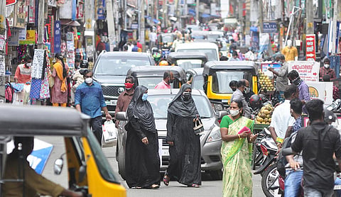 Though the traders claim low turnout of customers, the city markets have come alive ahead of Eid al Adha . A scene from Chalai market in Thiruvananthapuram. (Photo | B P Deepu, EPS) 