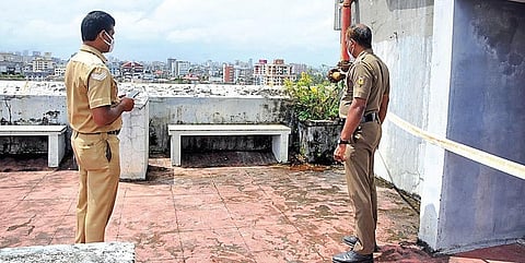 Police cordoning off the portion of the apartment’s terrace from where the teenager tumbled and lost her life  on Thursday | A Sanesh