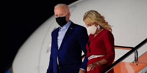 President Joe Biden and first lady Jill Biden arrive at LaGuardia International Airport, Friday, Sept. 10, 2021, in New York. (Photo | AP)