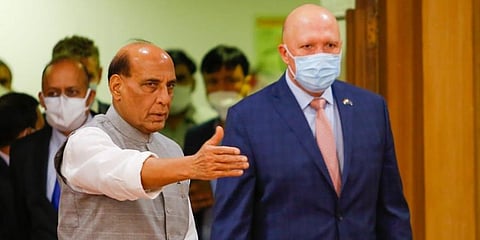 Defence Minister Rajnath Singh with his Australian counterpart Peter Dutton. (Photo  @rajnathsingh)