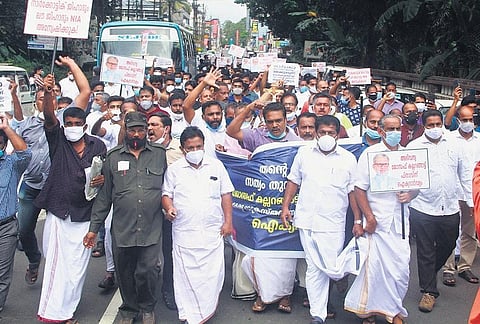 The rally taken out by various Christian organisations in Pala on Saturday to express solidarity with the Pala bishop | Express