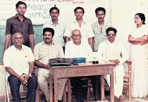 V Madhava Rao at an awareness campaign for polio drops. (Photo | Express)