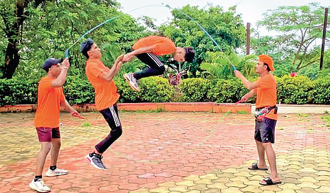 The members of Skipper Crew  trying out their regular routine. (Photo | EPS)