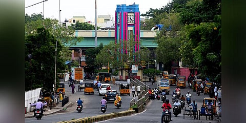 Newly renovated age-old Mint clock tower at Old Washermanpet in Chennai. (Photo | Debadatta Mallick, EPS)