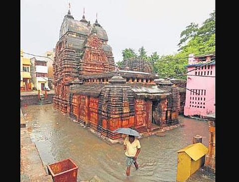Temple priest said the pond had an outlet towards Gangua Nullah which was closed due to building constructions behind the temple.
