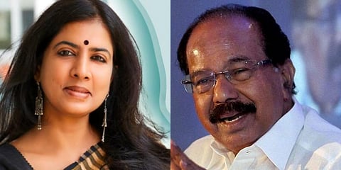 (L) Arundhathi Subramaniam and (R) Veerappa Moily (Photos | Twitter, PTI)