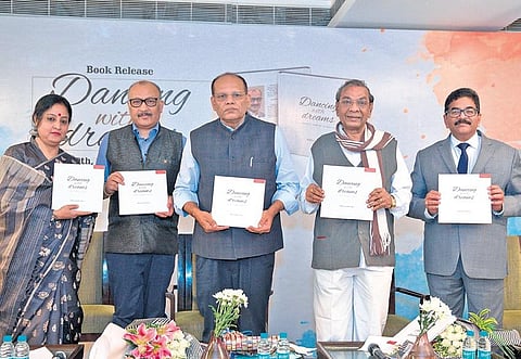 AP Chief Secretary Aditya Nath Das (second from left) with his TS counterpart Somesh Kumar  at Taj Deccan on Sunday.