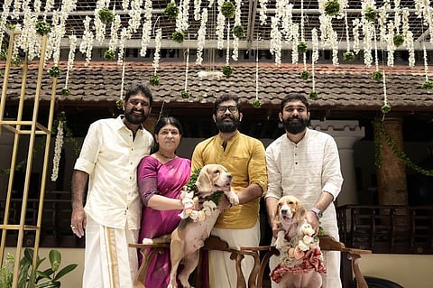Shelly and family along with the pet dogs. (Photo | Special arrangement)