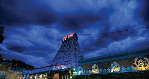 Hovering clouds over Tirumala hill shrine on Wednesday provide a divine look  | Express