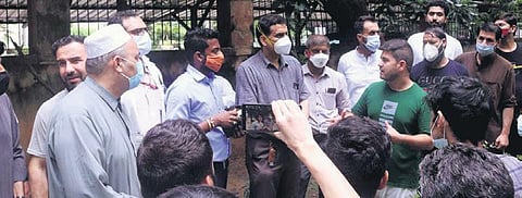 AIIMS faculty with the Afghan nationals stuck in Delhi. (Photo | EPS)