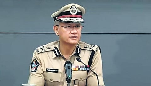 DGP Gautam Sawang at AP Police Headquarters in Mangalgiri on Thursday I Express