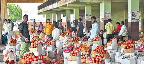 Market officials were busy announcing that it was the market’s last operational day at the present location in Kothapet on Saturday