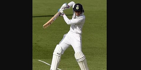 Smriti Mandhana reached her half-century on the first day of the one-off Day/Night Test match between India and Australia. (Photo | BCCI Women)