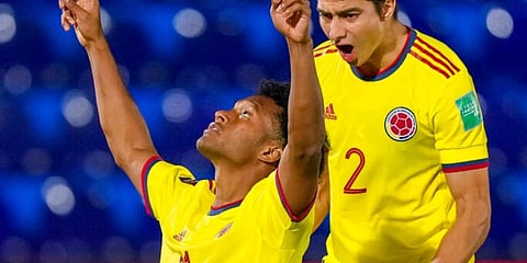 Juan Cuadrado of Colombia celebrating  a goal. (Photo | AP)