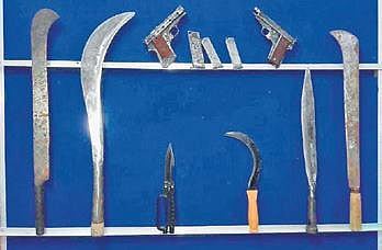 The weapons that were seized by police
