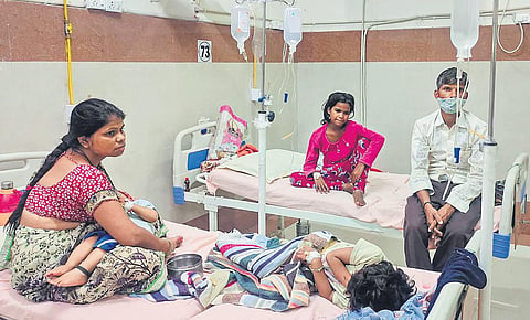Children suffering from viral fever at a hospital in Firozabad in Uttar Pradesh | PTI