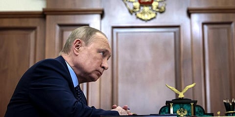 Russian President Vladimir Putin listens during a meeting in the Kremlin in Moscow, Russia, Monday, Jan. 17, 2022. (Photo | AP)